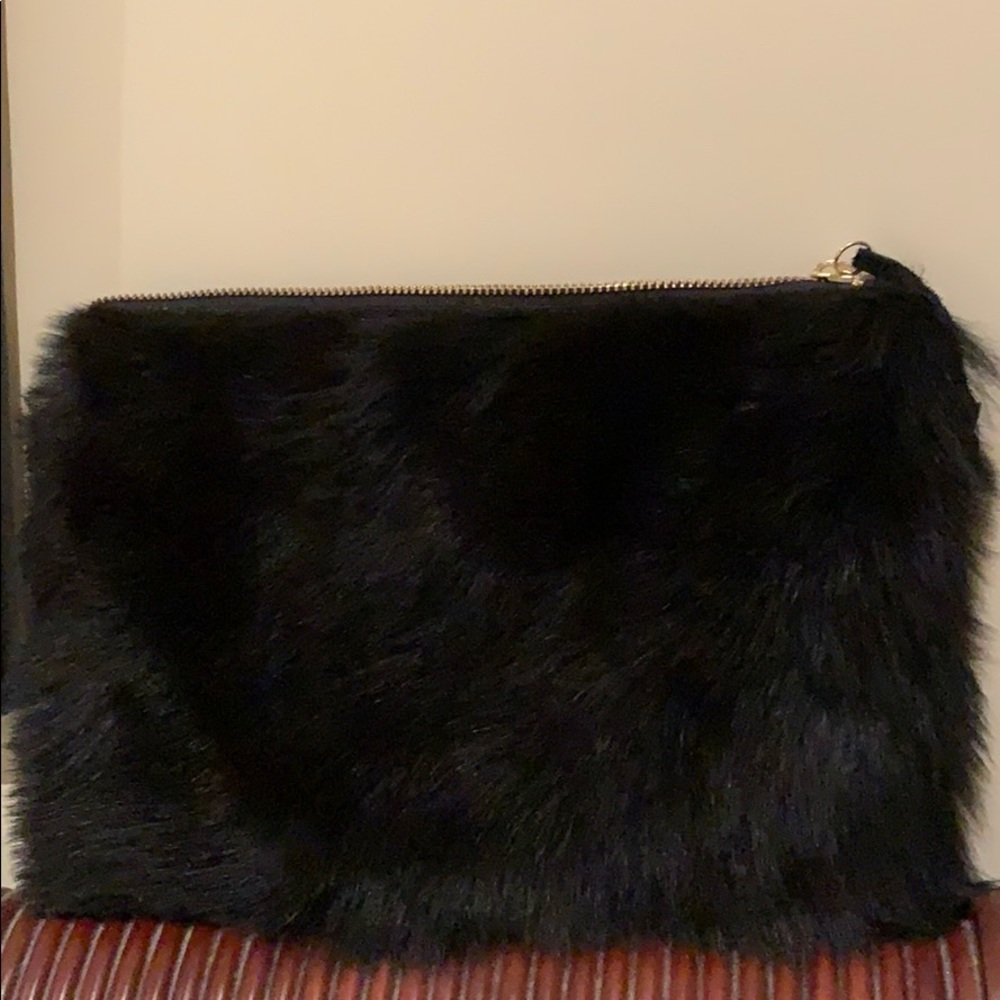 Clutch.  NEW Fur front/ Grainy leather back